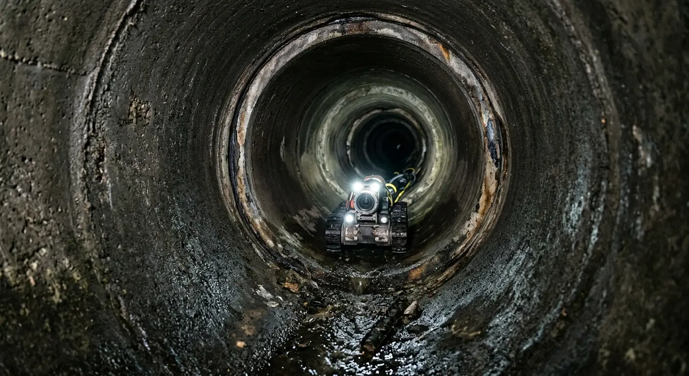 Robotic sewer camera inspecting pipe interior for Drain Snake Service in Gardena